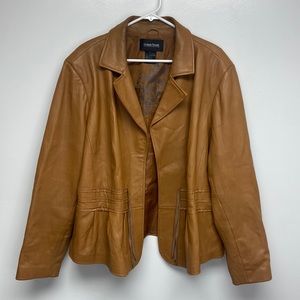 Brandon Thomas Vintage Women’s  Tan 100% Leather Jacket Size 2X